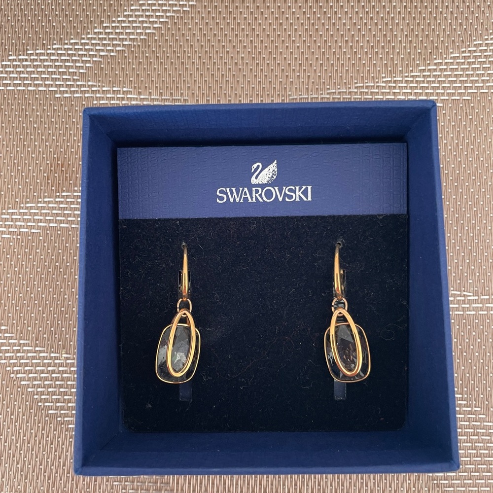 Swarovski Gold Earrings with Crystal Accents